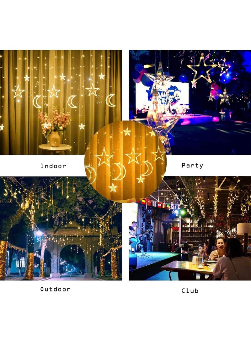 سلسلة أضواء LED للزينة مقاس 3.5 متر بتصميم نجوم وأقمار تعمل بمنفذ USB وصندوق بطارية لزينة حفلات رمضان المنزلية وتزيين الستائر من تيوكس، بلون ابيض دافئ - Image 3